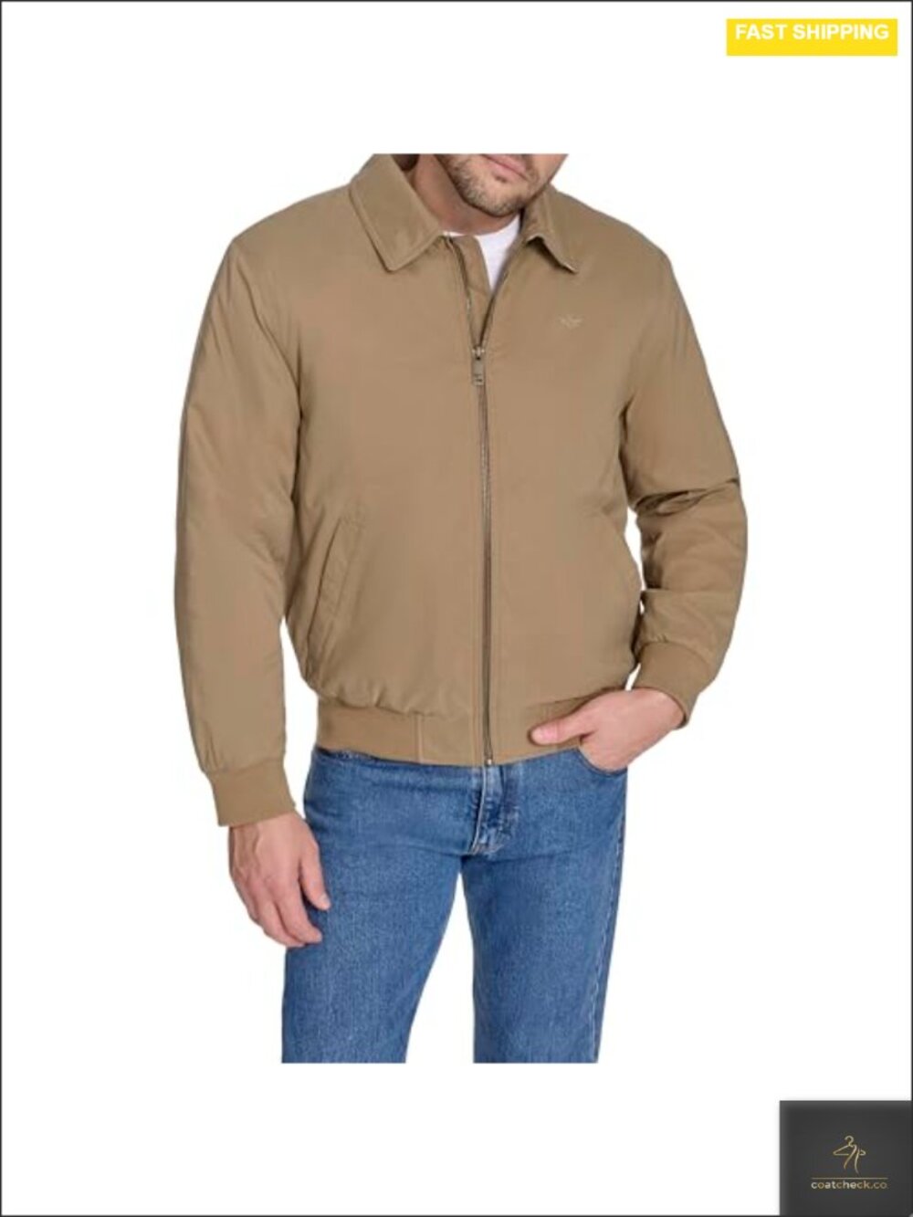 Men's Water-Resistant Micro Twill Golf Bomber Jacket with Pockets